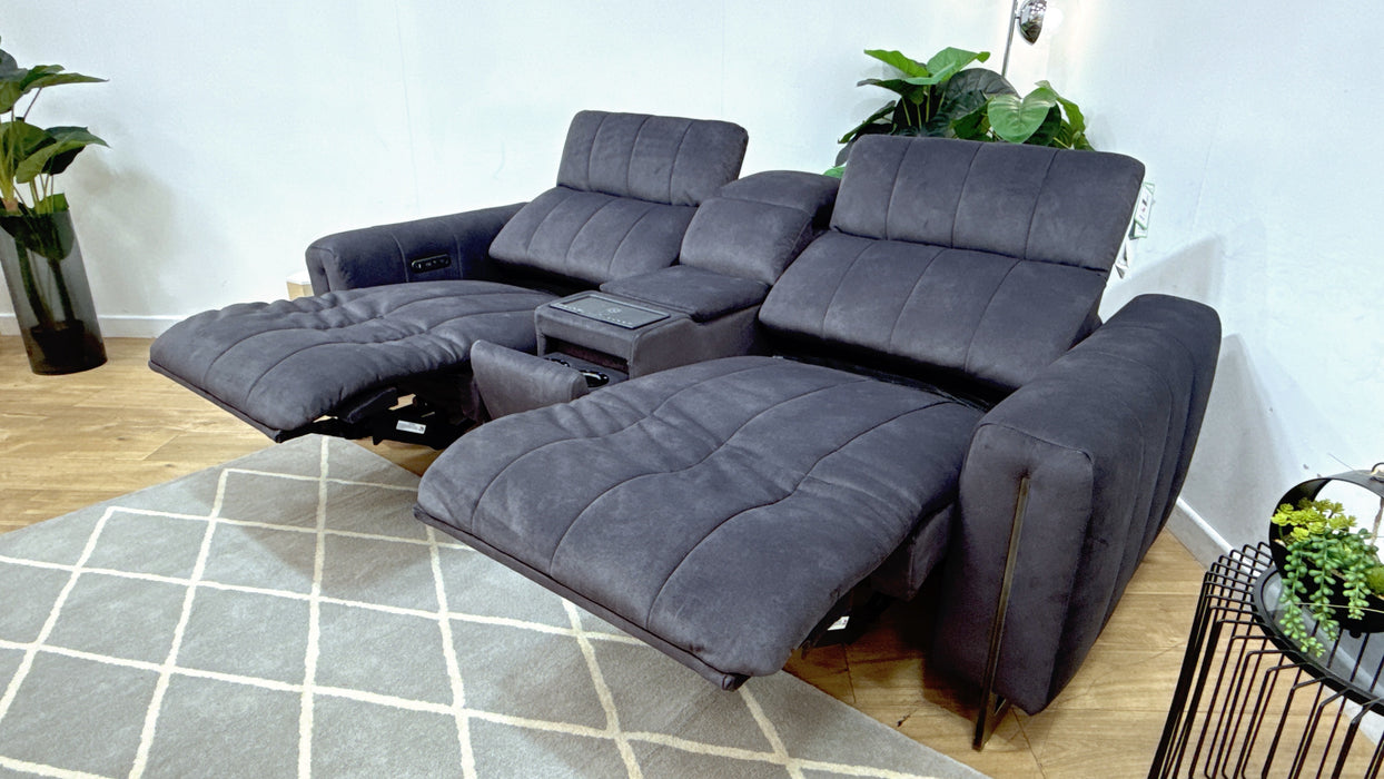 Sofology Paramount Fabric 2.5 Seater Console Power Recliner/Headrest Speakers in Lifestyle Flecked Anthracite