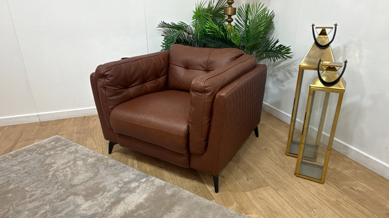 Sofology Muse Leather Chair Power Recliner in Relaxed Matt Espresso