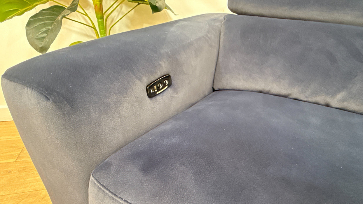 Sofology Metropolitan Fabric 3 Seater Power Recliner in Lifestyle Mottled Navy Blue