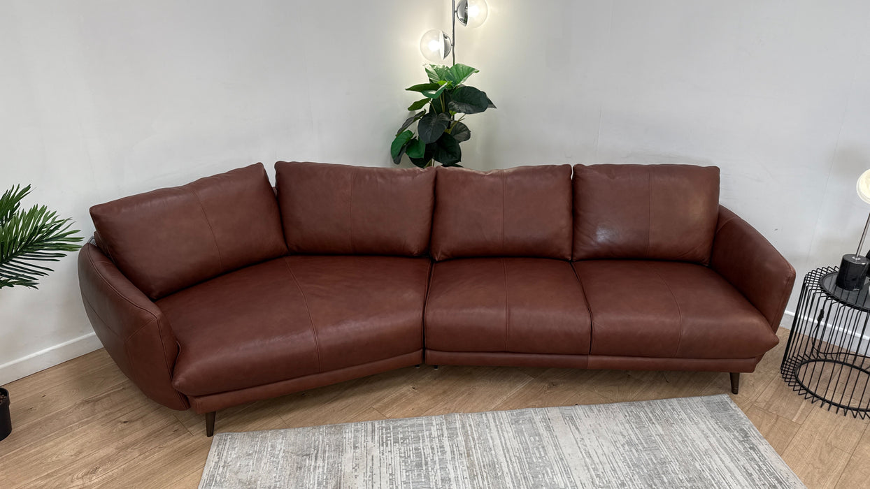 Sofology Adler Leather Asymmetric 4 Seater in Relaxed Soft Brown