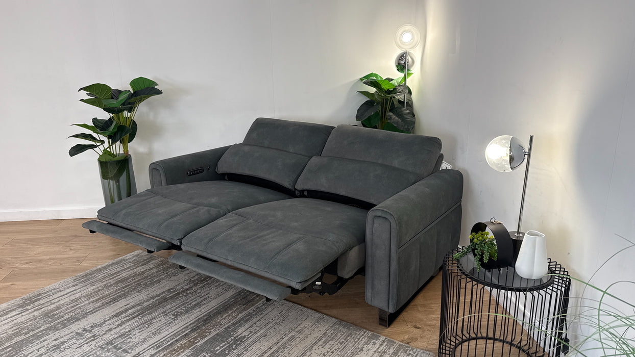 Sofology The Ravello Fabric 2.5 Seater Power Recliner/Headrest Heated Seat Lumbar in Lifestyle Flecked Mineral Green