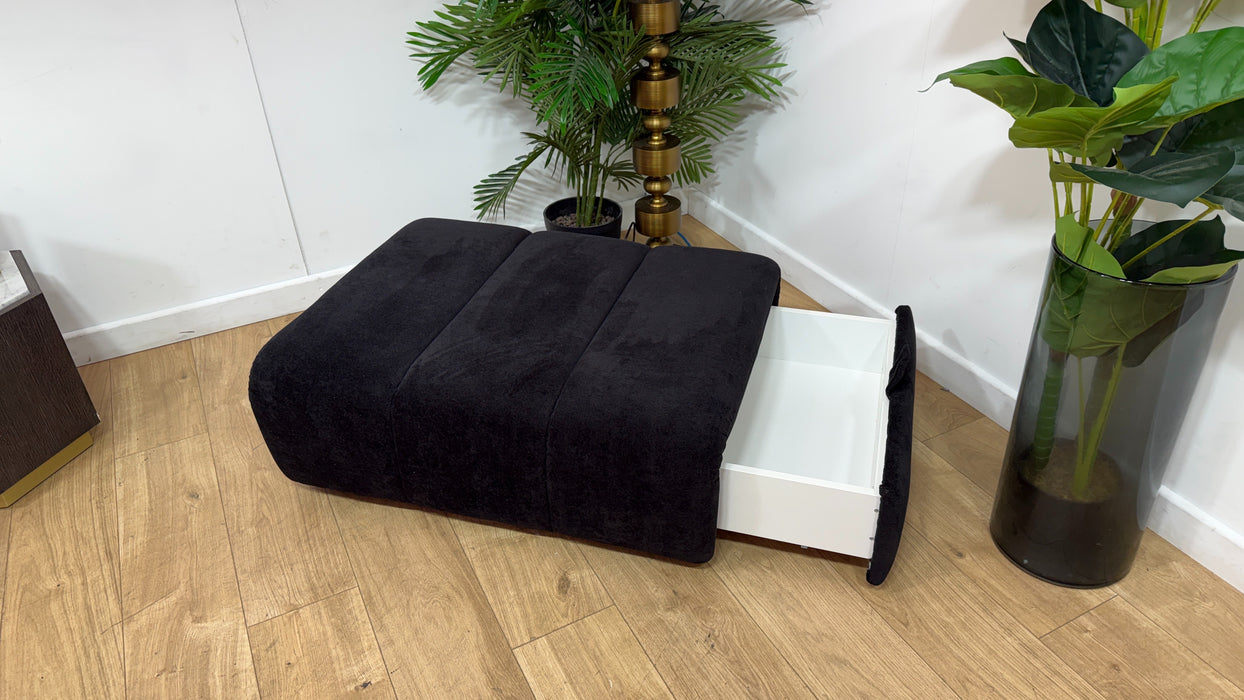 Sofology Waldorf Fabric Storage Footstool in Soft Sherpa Ebony