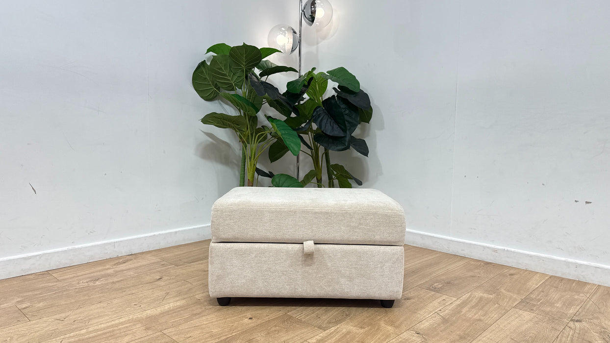 Sofology Strand Storage Footstool in Linen Look Chenille Natural