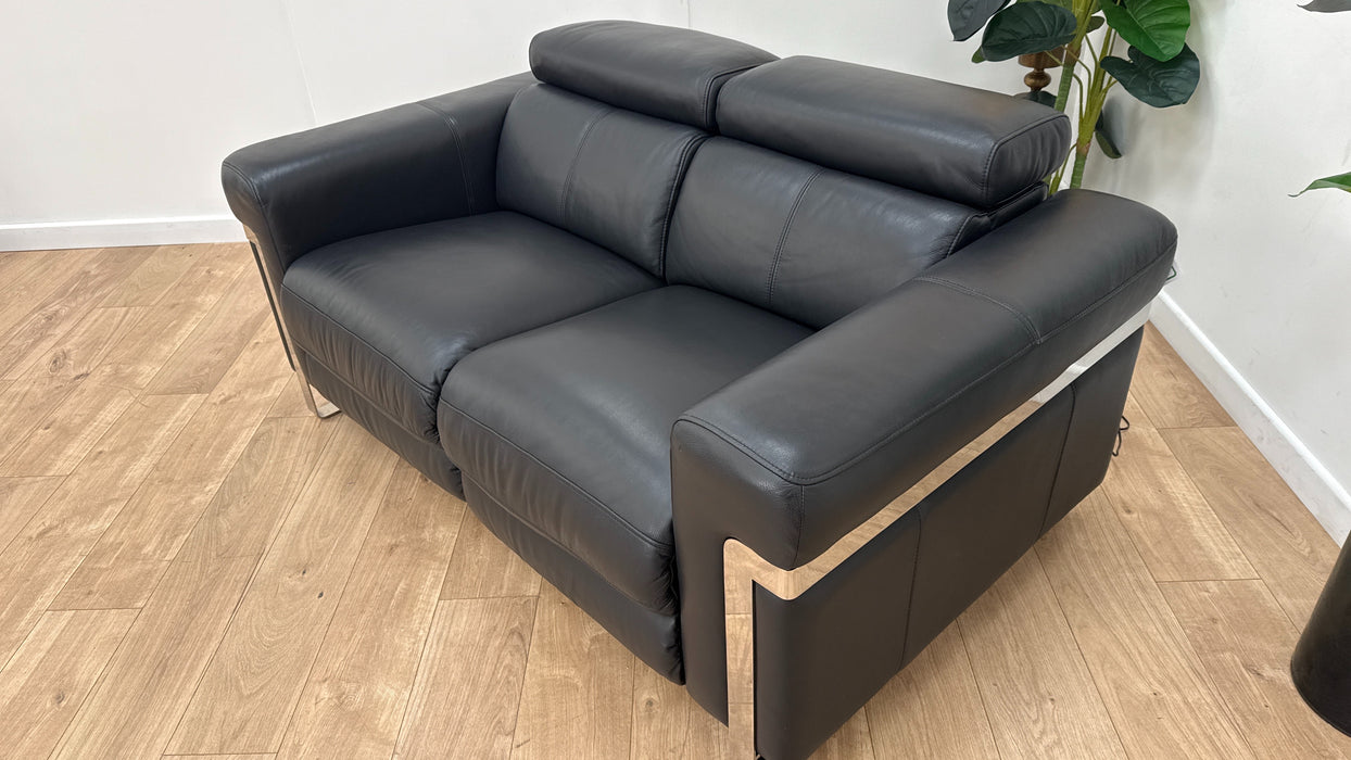 Sofology Moreno Leather 2 Seater Power Recliner in Jet Black