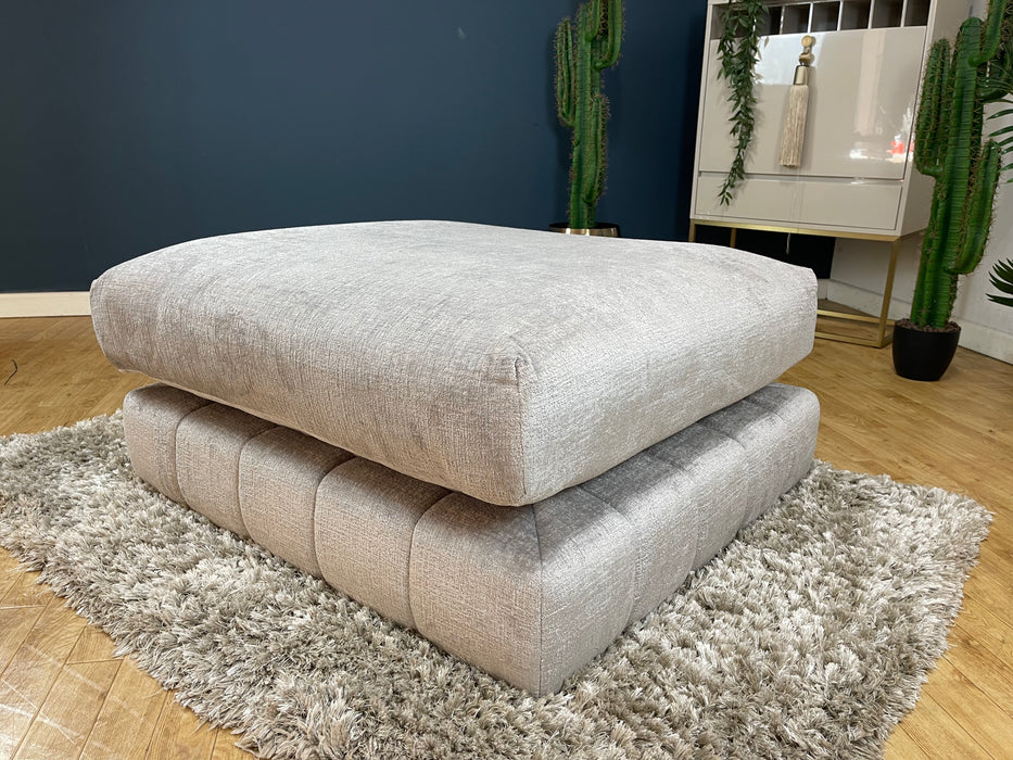 The Westwood Footstool Teddy Chenille Silver (WA2)