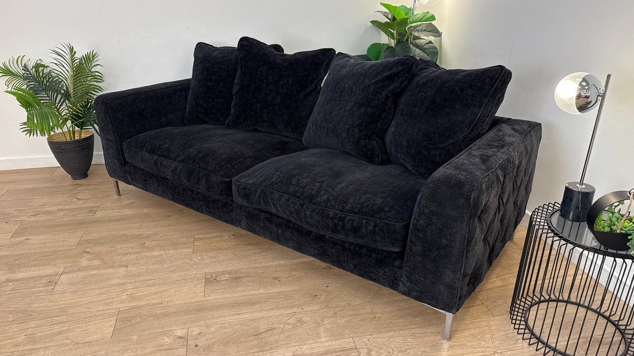 Sofology Rococo Fabric 4 Seater in Chunky Chenille Black Mix