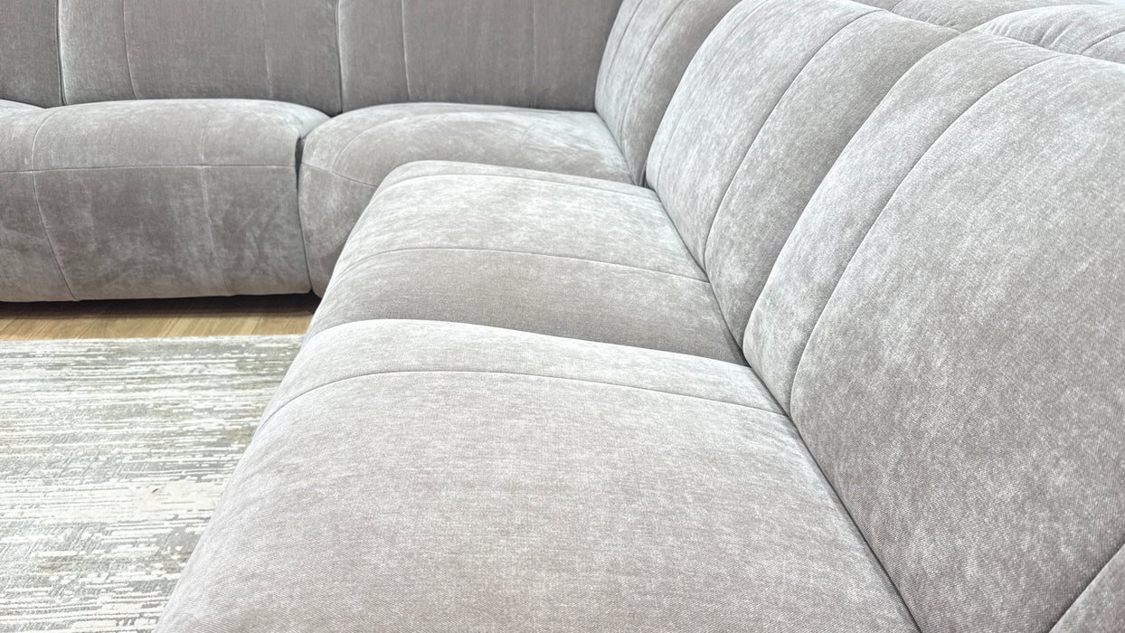 Sofology Lumiere Fabric 3 Corner 3 Power Recliner/Headrest in Relaxed Chenille Nutmeg