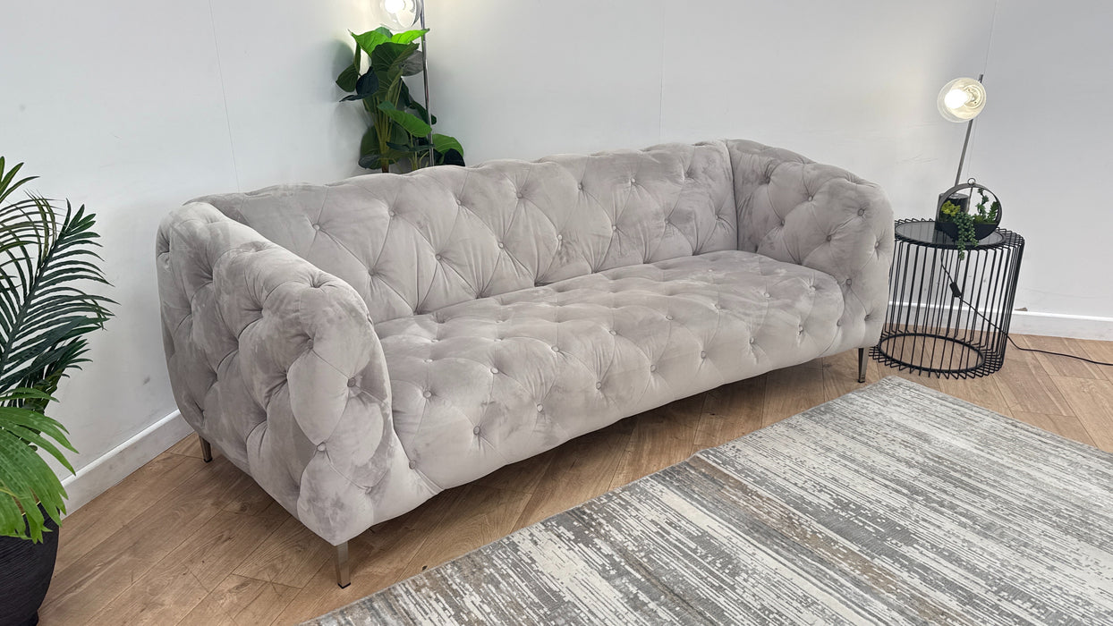 Sofology The Alchemist 3 Seater Fabric Sofa in Plush Silver