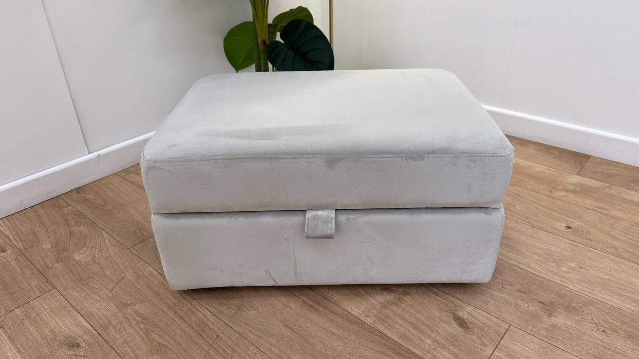 Sofology The Fitzrovia Fabric Storage Footstool in Matt Velvet Silver Without Trim