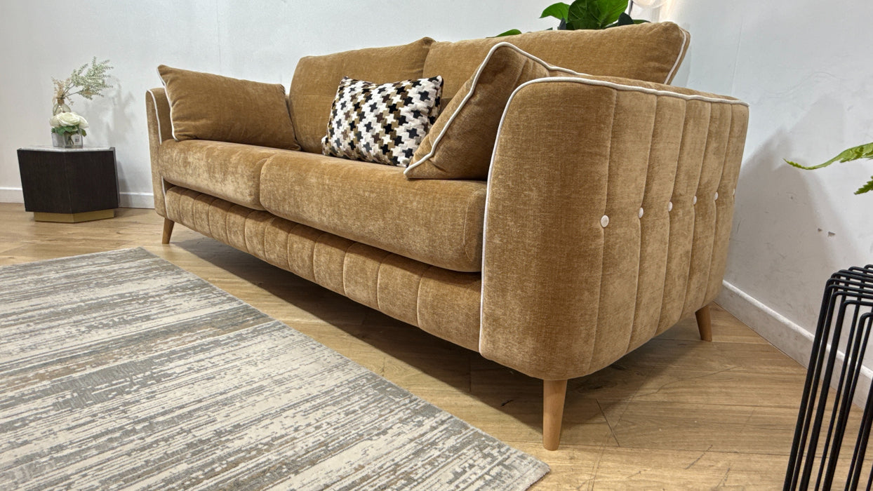 Sofology Remy Fabric 4 Seater in  Soft Chenille Almond Mix With Natural Contrast Piping