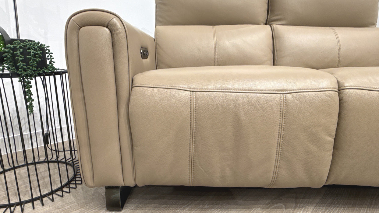 Sofology Ravello Leather 2 Seater Power Recliner/Headrest in Trusty Embossed Mushroom