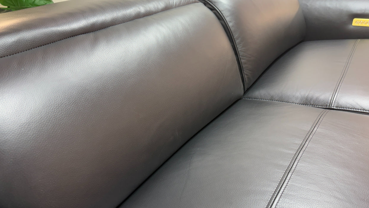 Sofology Plaza Leather 2.5 Seater Power Recliner/Headrest in Trusty Embossed Jet Black