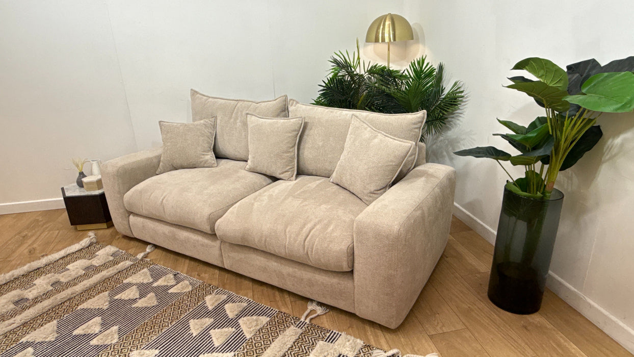 Sofology Haven Fabric 3 Seater Split Full Back Fibre/Foam Seats in Cosy Chenille Pebble