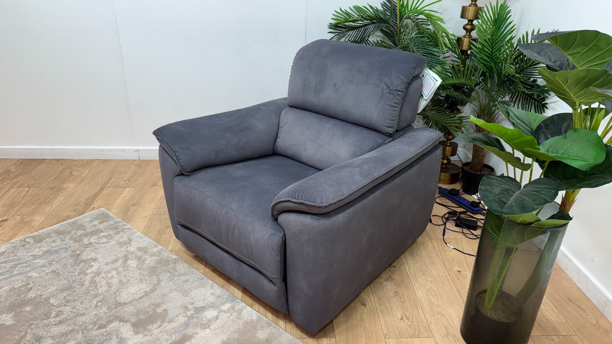 Sofology Hugo Fabric Chair Power Recliner/Headrest in Lifestyle Flecked Charcoal