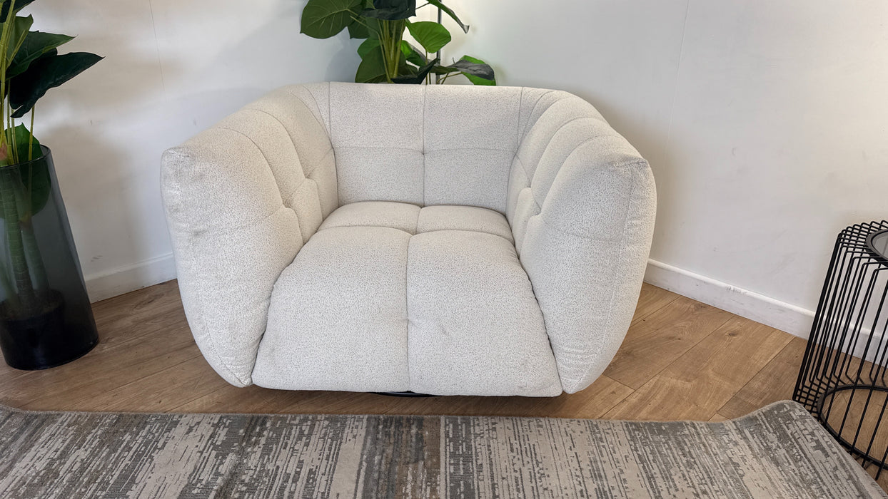 Sofology The Lunar Fabric Swivel Chair in Woven Boucle Linen