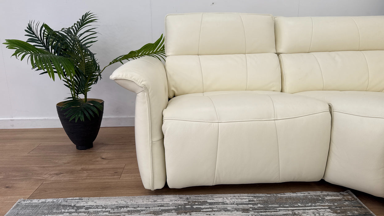 Cadenza 1 Corner 3 Sofa - Leather - Power Recliner, Power Hdrst - Trusty Sheen White