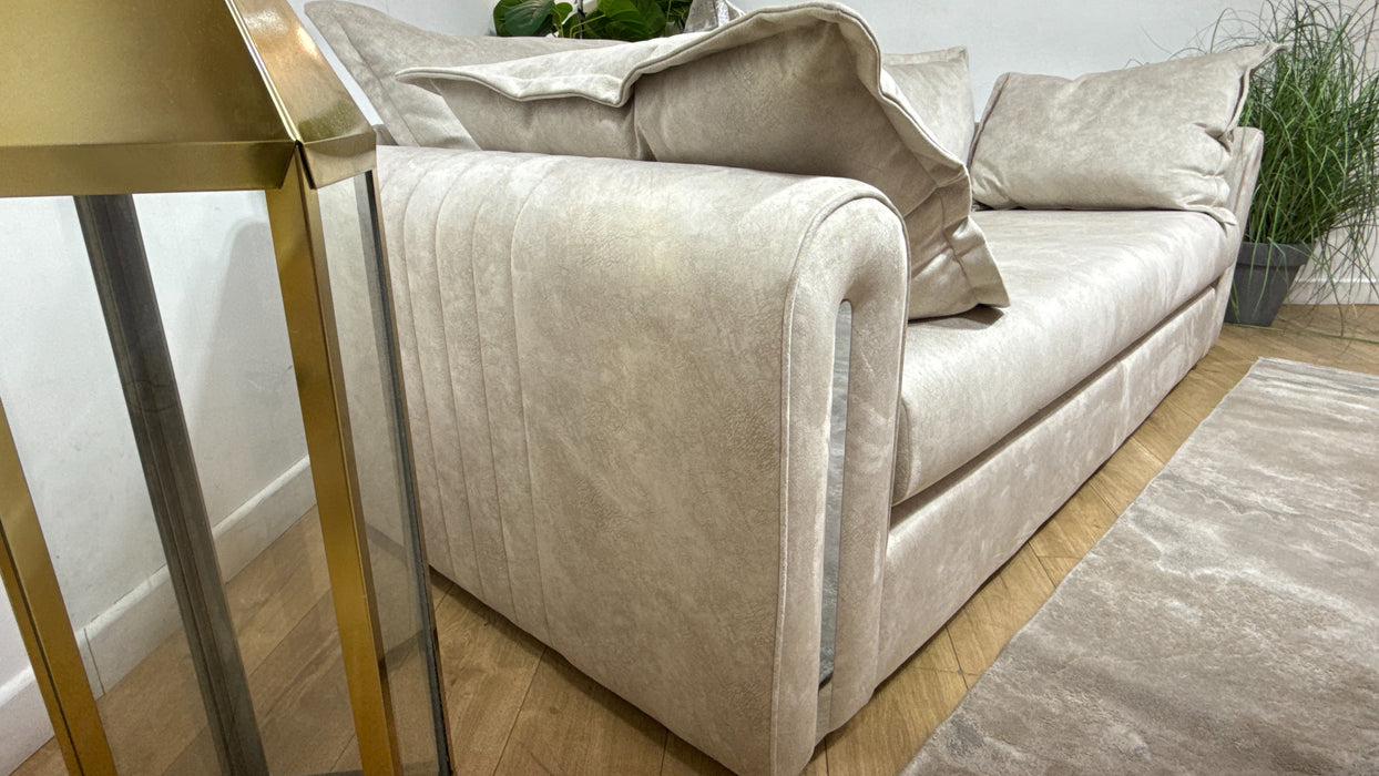 Sofology Savoy Fabric 3 Seater Silver Trim in Lifestyle Dapple Fabric Marble Mix