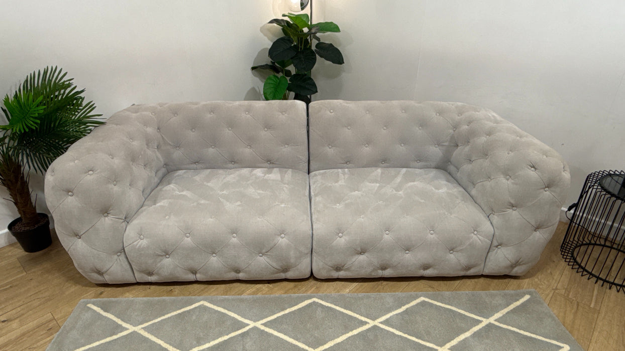 Sofology Venezia Fabric 3 Seater in Relaxed Chenille Stone