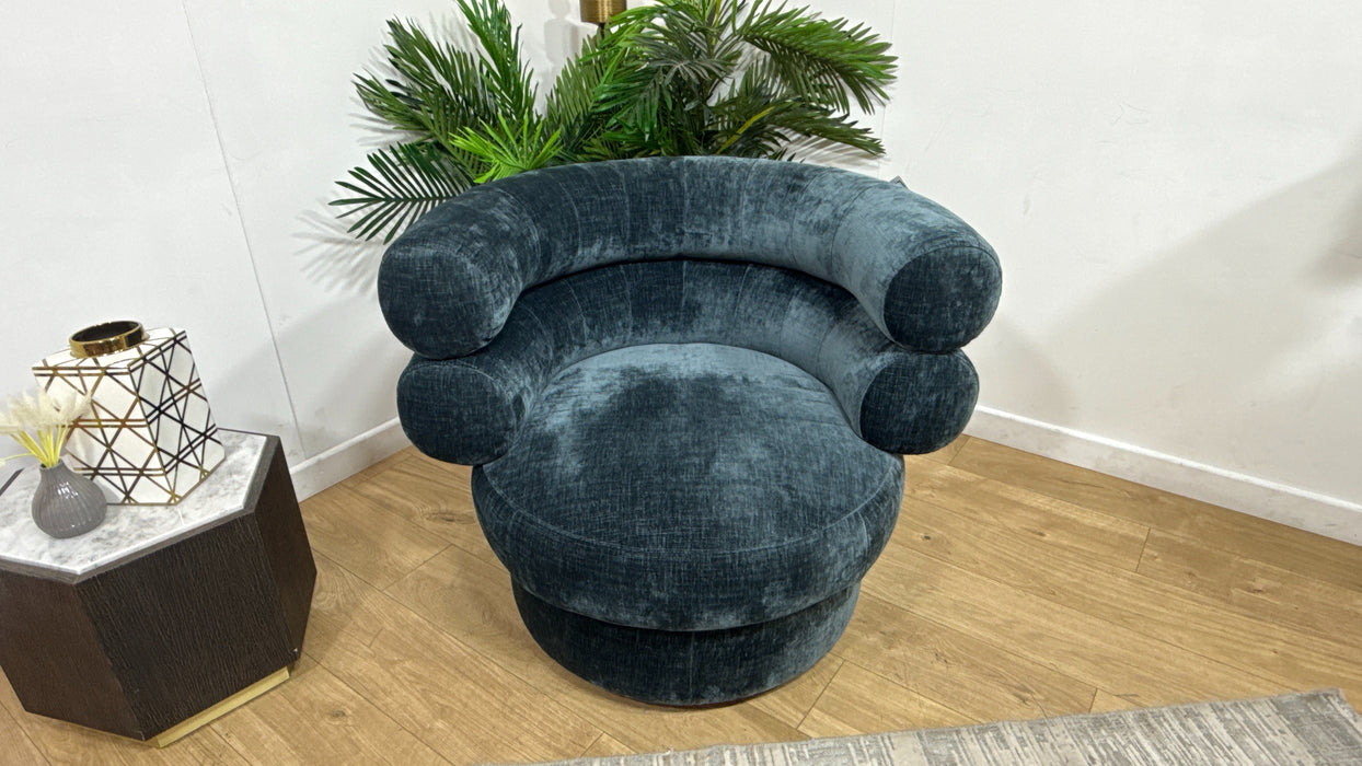 Sofology Fitzrovia Fabric Accent Swivel Chair in Luxury Chenille Teal