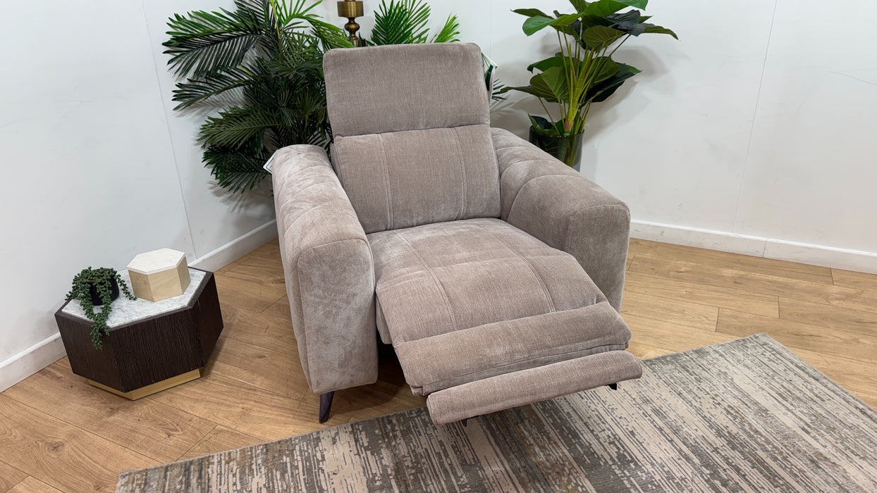 Sofology Allure Fabric Chair Power Recliner/Headrest in Relaxed Chenille Nutmeg