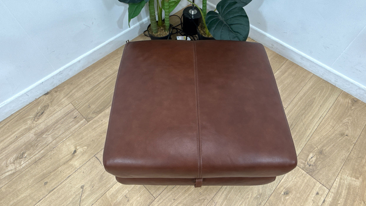 Sofology Adler Leather Storage Footstool in Relaxed Soft Brown