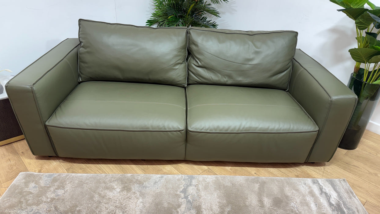 Sofology Palazzo Leather 3 Seater without Trim in Trusty Matt Olive