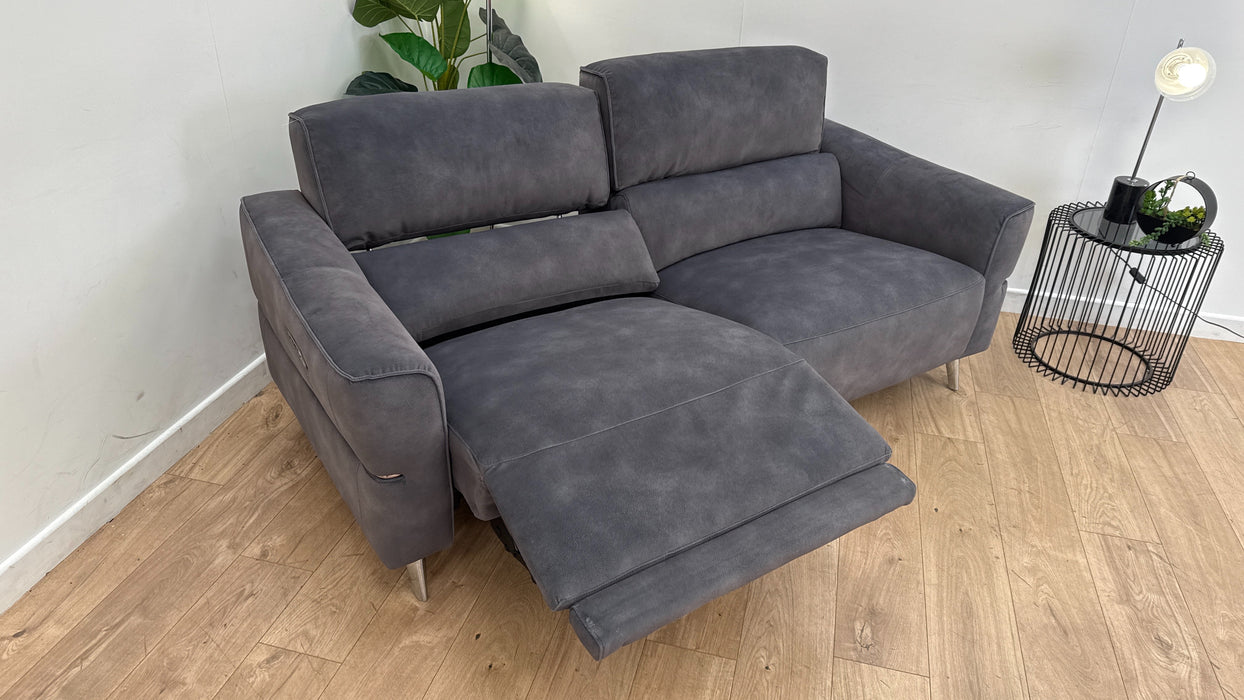 Sofology Dakota Fabric 3 Seater Power Recliner/Headrest in Lifestyle Mottled Charcoal