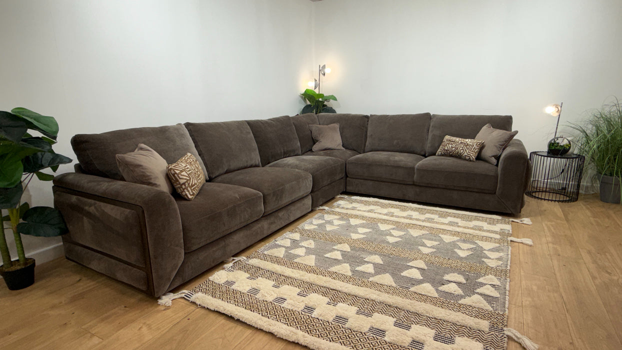 Sofology Rowen Fabric 4 Corner 3 in Luxury Deep Pile Chenille Mole