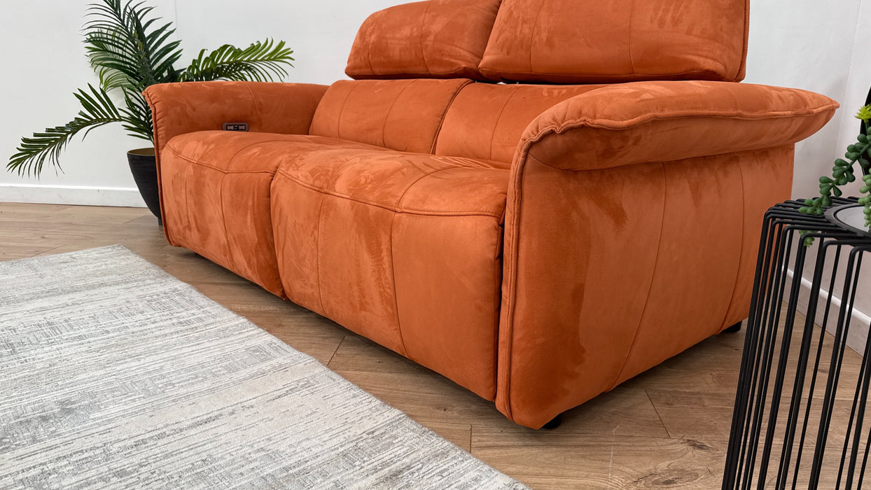 Sofology Cadenza Fabric 2.5 Seater Power Recliner/Headrest in Lifestyle Plush Burnt Orange