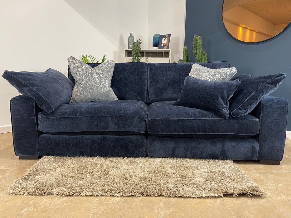 Laurent Fabric 4 Seater Split Fibre Seats - Luxury Deep Pile Chenille Denim (WA2)