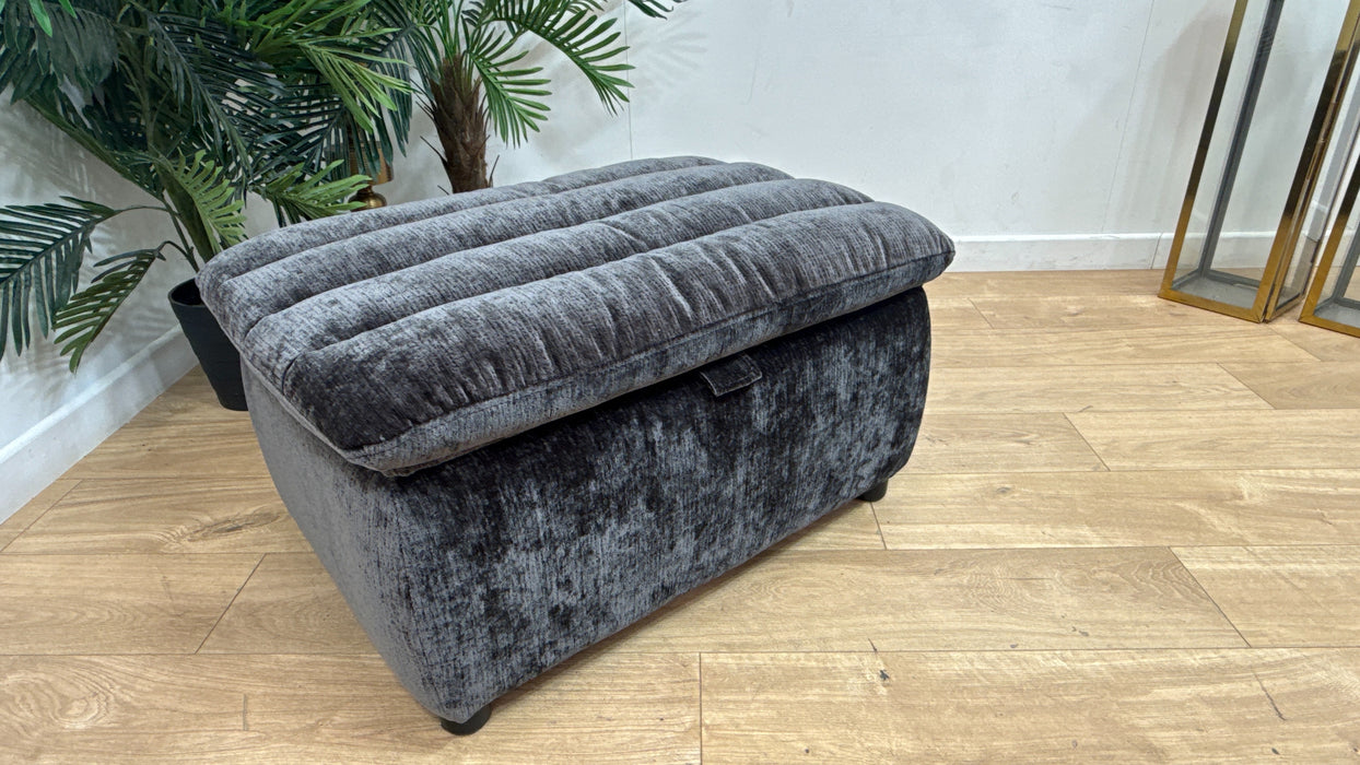 Sofology Olson Fabric Designer Storage Footstool in Luxury Textured Chenille Anthracite