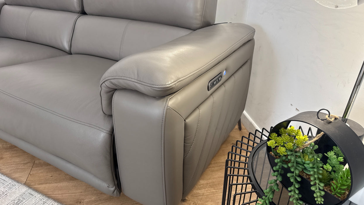 Sofology The Fratelli Leather 2.5 Seater Power Recliner/Headrest in Trusty Embossed Elephant