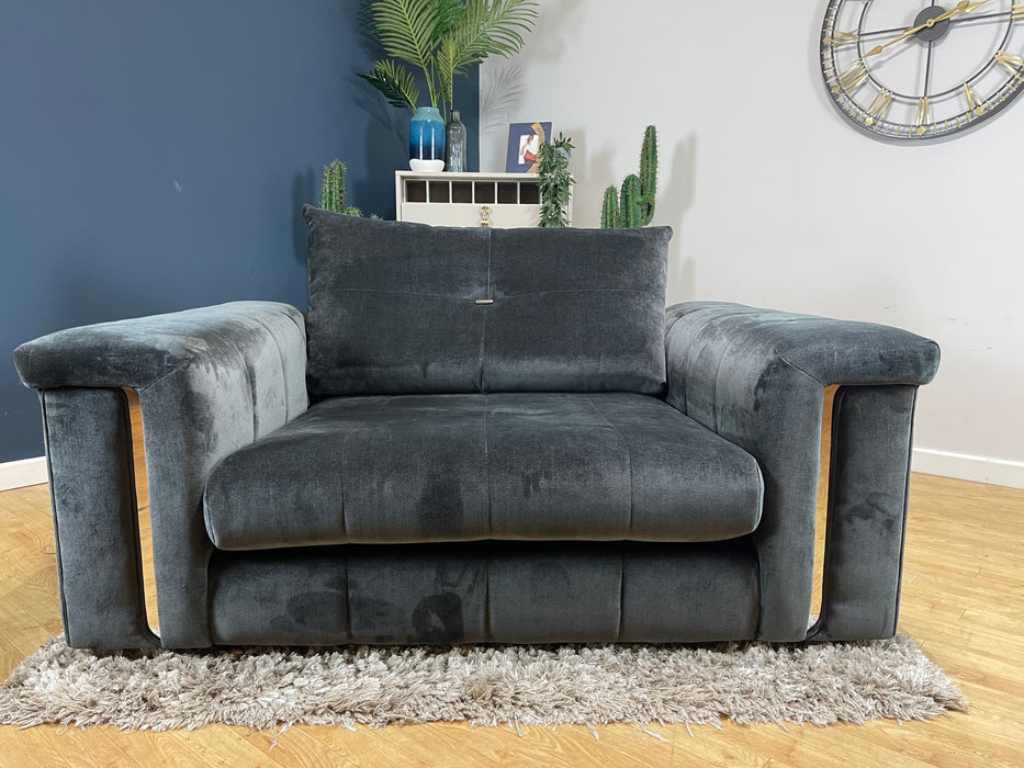 Oscar Love Seat Fine Textured Chenille Charcoal Mix Fabric (WA2)