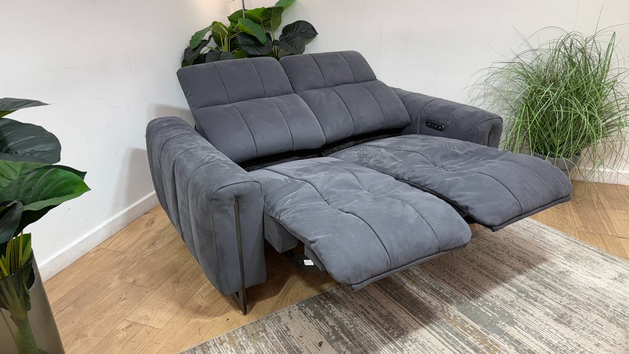 Sofology Paramount Fabric 2 Seater Power Recliner/Headrest Speakers in Lifestyle Nubuck Feel Charcoal