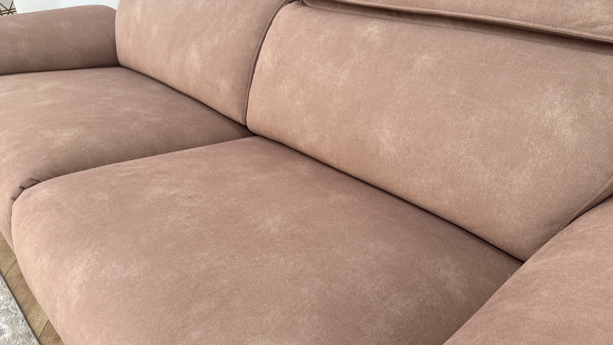 Sofology Benz Fabric 3 Seater Power Recliner/Headrest Heated Seat in Lifestyle Flecked Sand