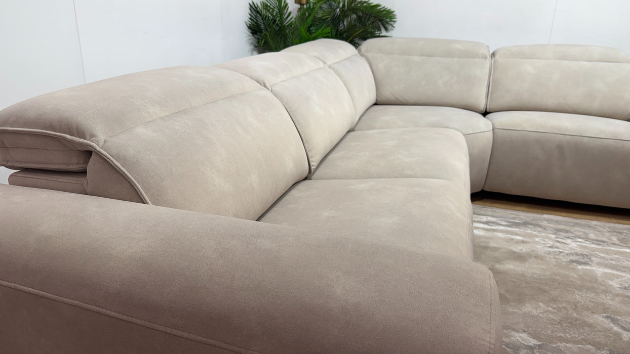 Sofology Premiere Fabric 3 Corner 1.5 Power Recliner/Headrest in Lifestyle Flecked Ivory