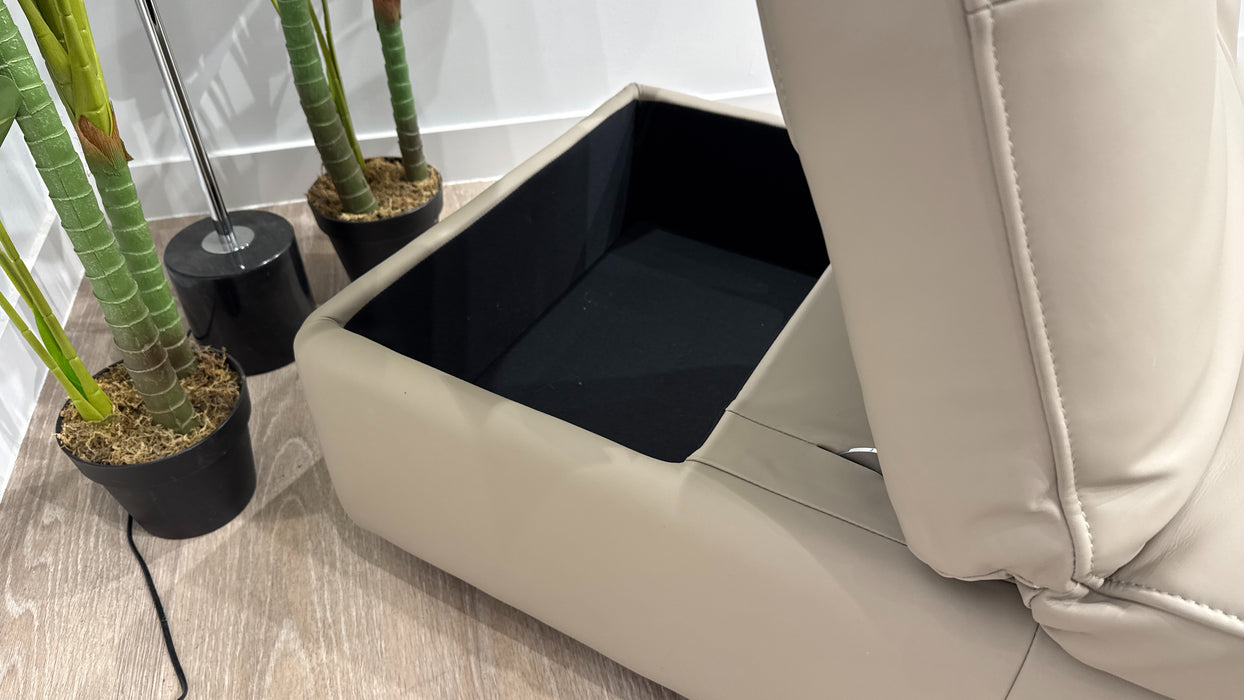 Sofology Riviera Leather Designer Storage Footstool in Trusty Super Matt Putty