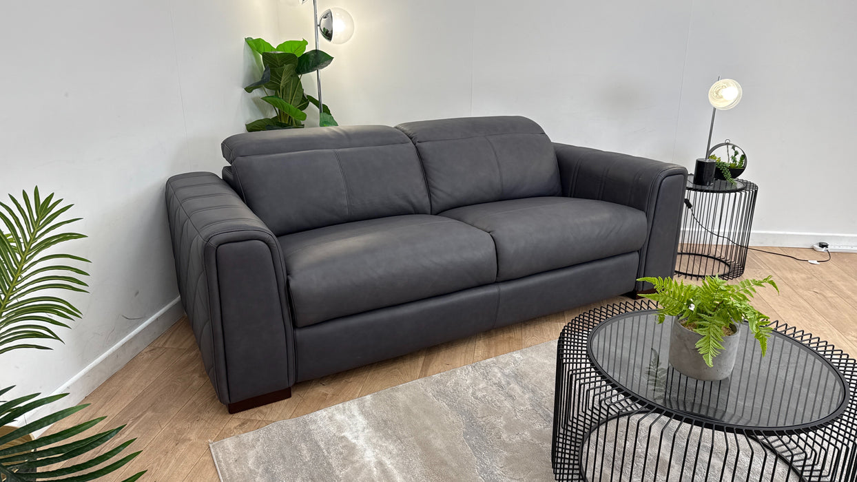 Sofology The Mason 3 Seater Leather Sofa in Relaxed Matt Charcoal