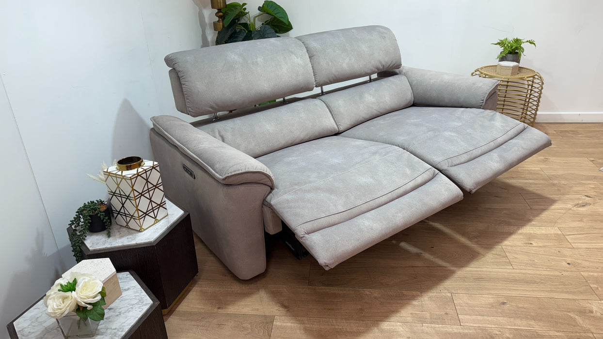 Sofology Hugo Fabric 2.5 Seater Power Recliner/Headrest in Lifestyle Flecked Stone