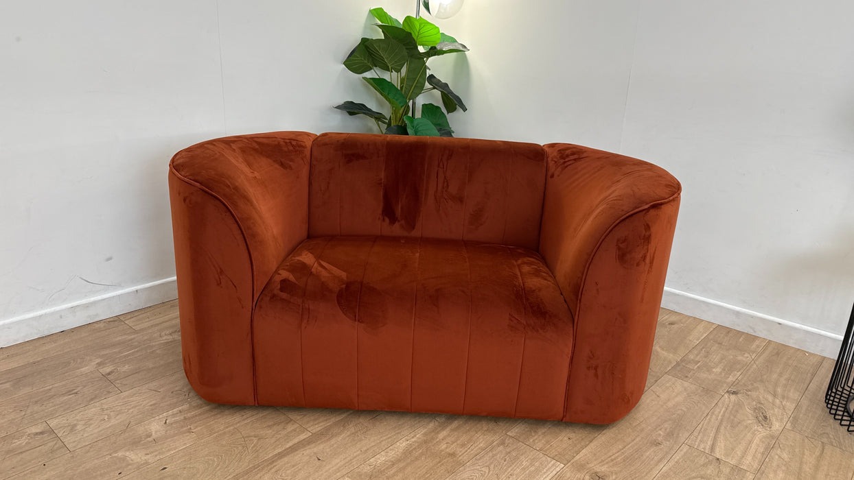 Sofology The Fitzrovia Fabric Loveseat in Matt Velvet Rust Mix Without Trim