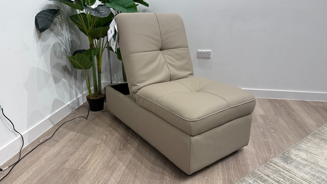 Sofology Riviera Leather Designer Storage Footstool in Trusty Super Matt Putty