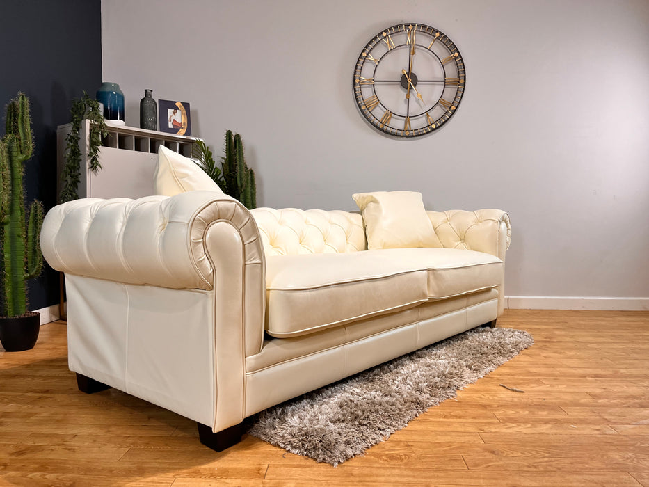 Oxford 3 Seater - Leather Sofa - White - (WA2)