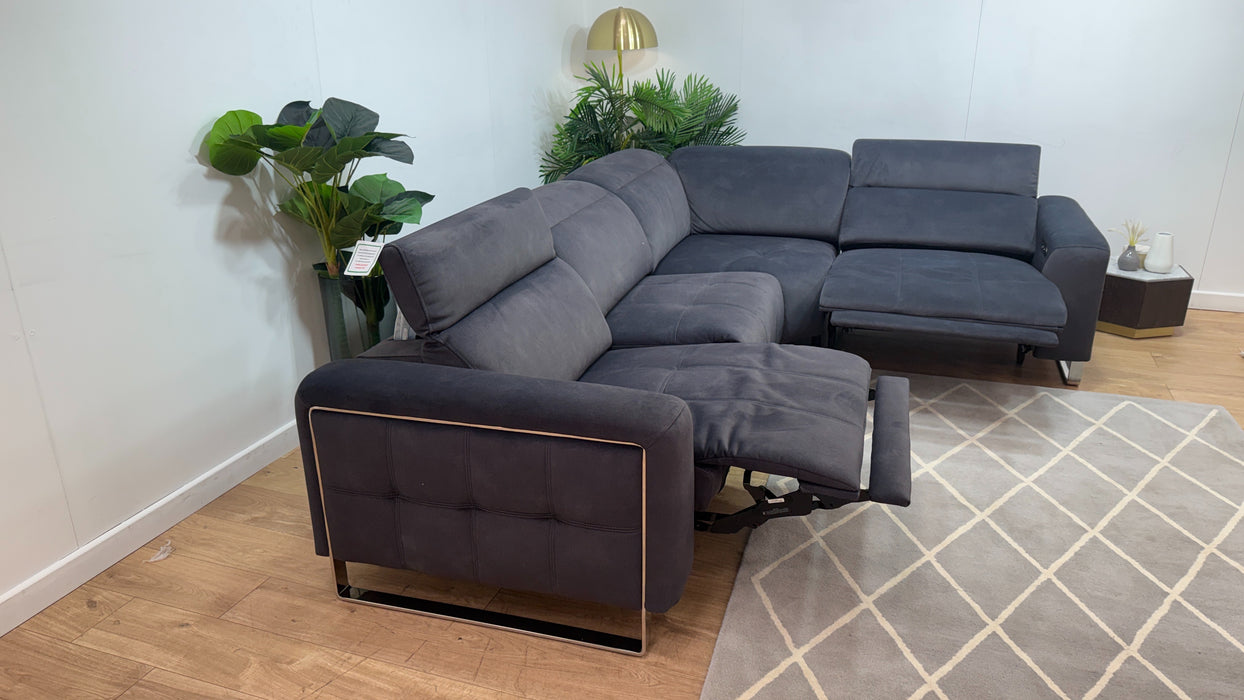 Sofology Marvella Fabric 3 Corner 1.5 Power Recliner/Headrest in Lifestyle Flecked Anthracite