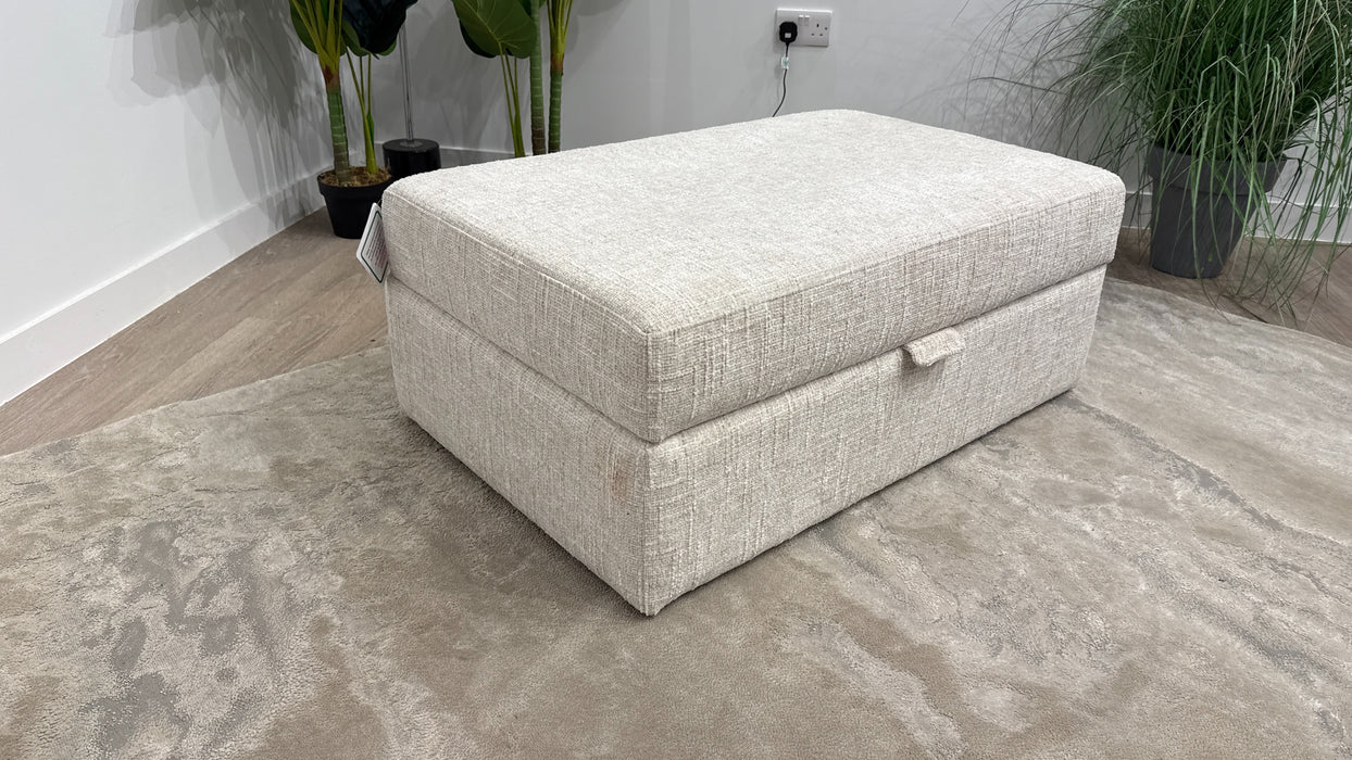 Sofology Cove Fabric Large Storage Footstool in Artisan Chenille Ecru