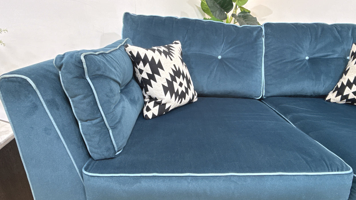 Sofology Cricket Fabric 3 Seater in Teal Velvet Mix