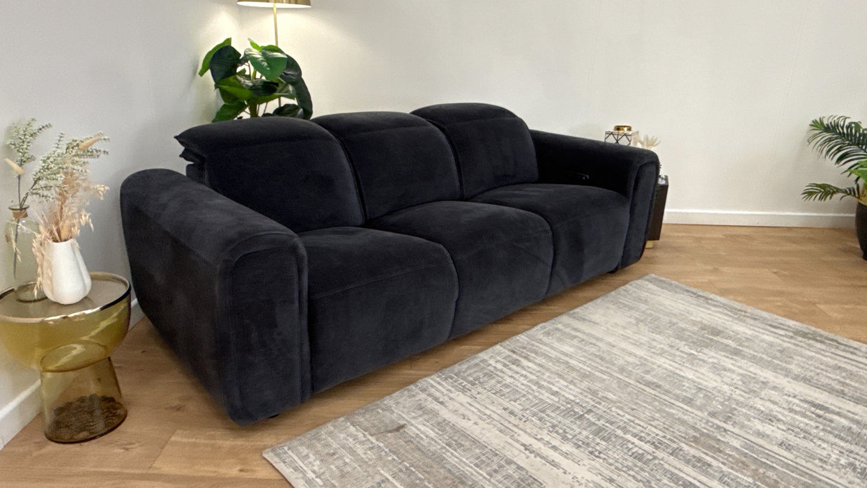 Sofology Premiere Fabric 3 Seater Power Recliner in Relaxed Chenille Ink