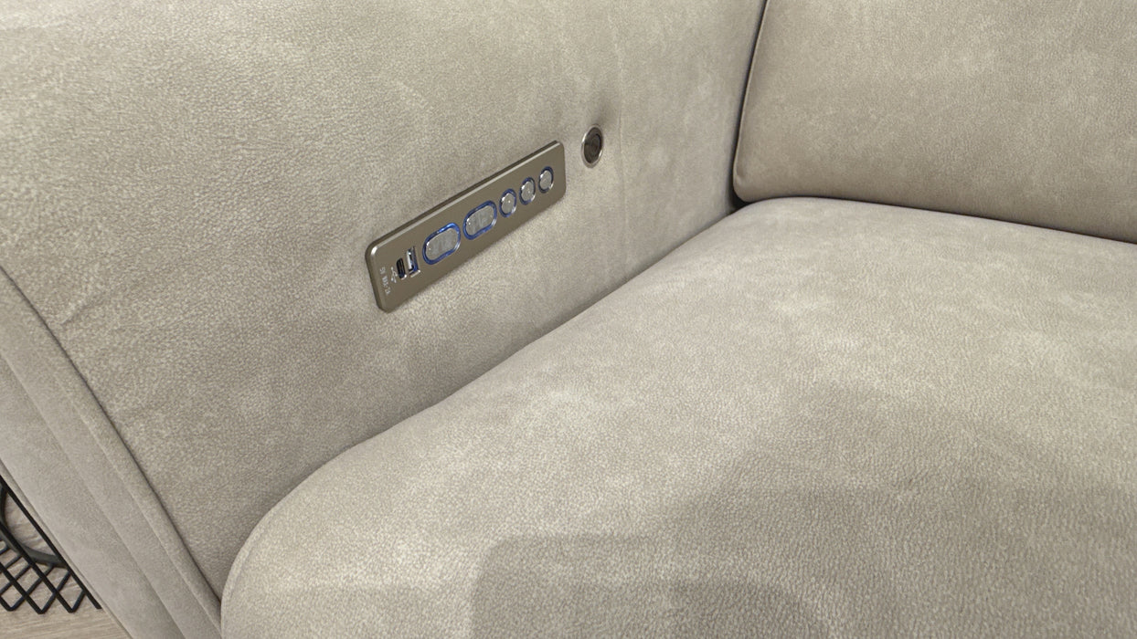 Sofology Kingsbridge 3 Seater Triple Power Recliner Cinema Sofa in Flecked Fabric Ivory