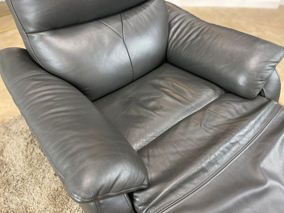 Albion Leather Chair Charcoal -  Manual Recliner (WA2)