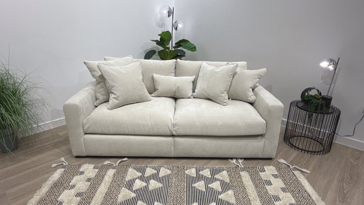 Sofology Moderna Fabric 4 Seater Split Extra Flex Interior in Soft Slub Chenille Ivory