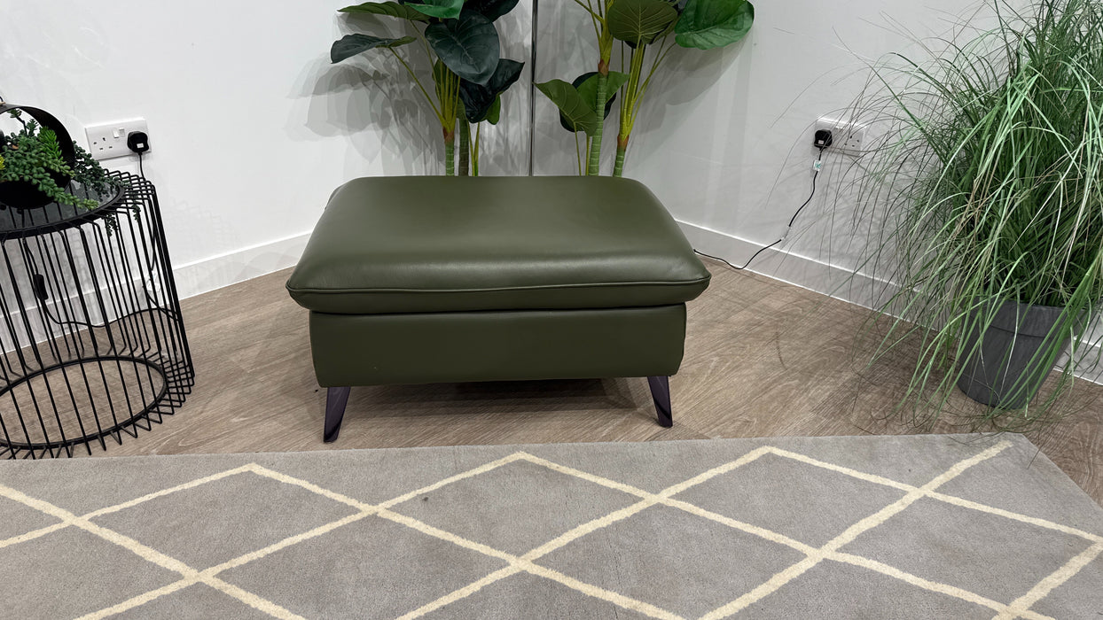 Sofology The Arlo Leather Designer Footstool in Dark Olive